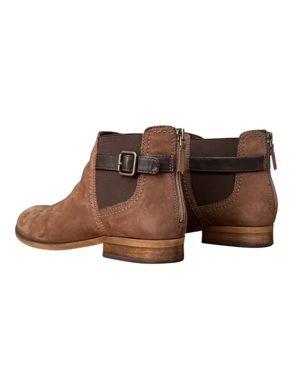 Franco Sarto Ketty Chelsea Brown Suede Leather Ankle Boots Back Zip Women 11M